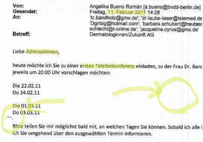 Email zur ersten JuDerm-Telko